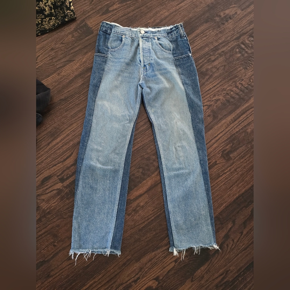 Helmut Lang Light Blue Mix Frayed Jeans